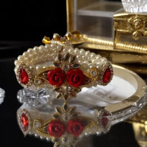 Radiant Pearl & Red Kundan Bracelet –Wear a Touch of Royalty on Your Wrist ✨