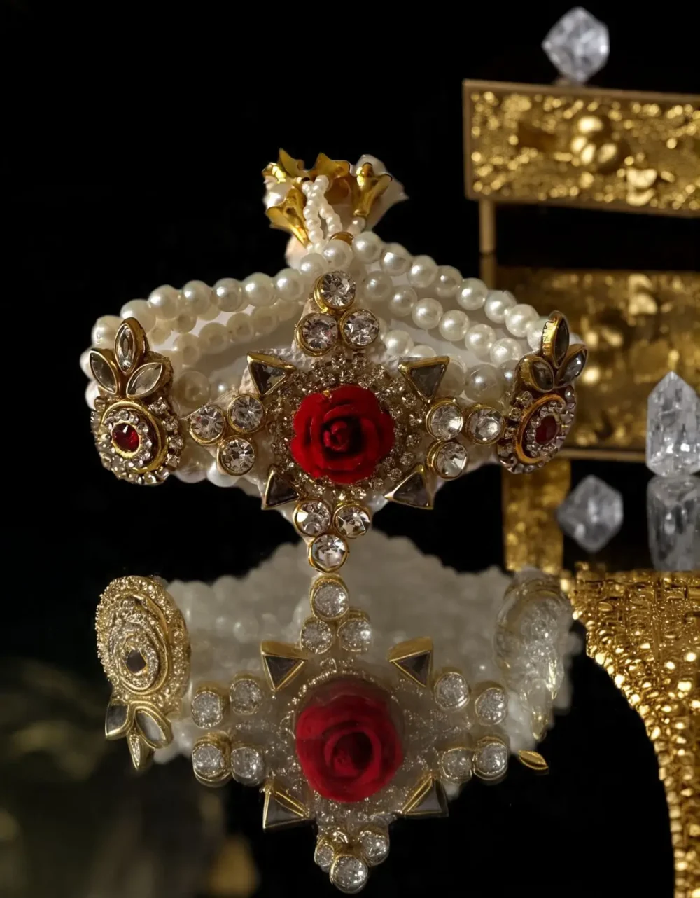 Radiant Pearl & Red Kundan Bracelet –Wear a Touch of Royalty on Your Wrist ✨