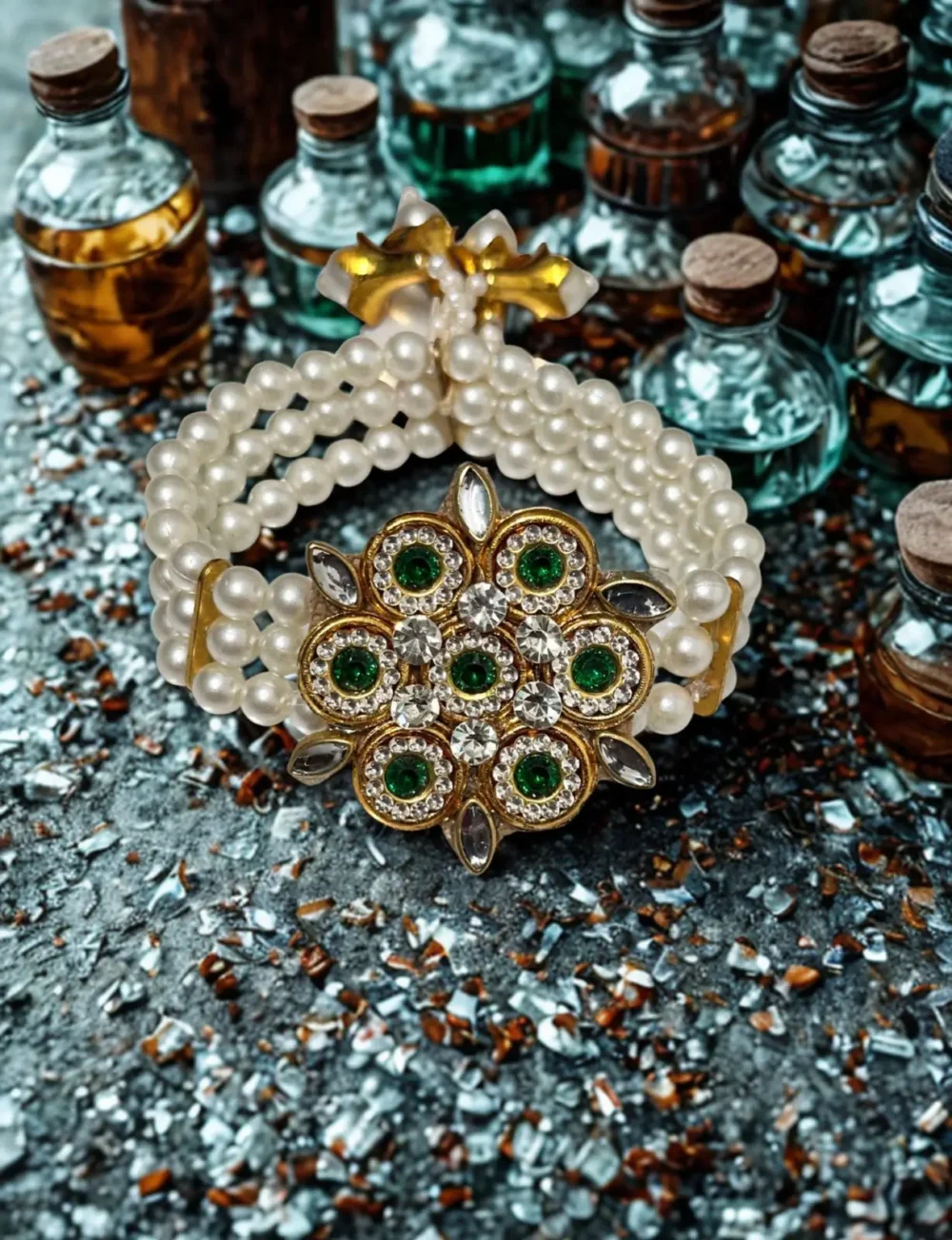 Radiant Pearl & Green Kundan Bracelet –Wear a Touch of Royalty on Your Wrist ✨