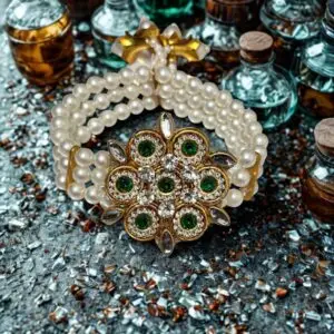 Radiant Pearl & Green Kundan Bracelet –Wear a Touch of Royalty on Your Wrist ✨
