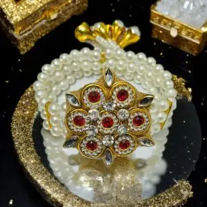 Radiant Pearl & Red Patch Bracelet –Wear a Touch of Royalty on Your Wrist ✨