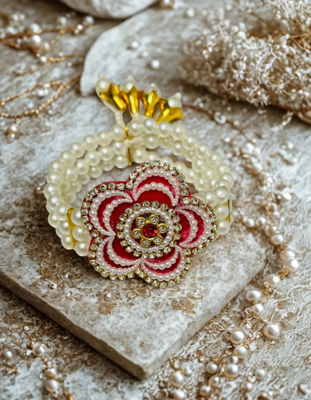 Radiant Pearl & Rani Patch Bracelet –Wear a Touch of Royalty on Your Wrist ✨