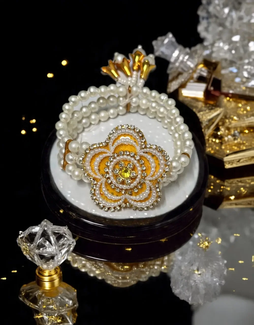 Radiant Pearl & Yellow Patch Bracelet – Wear a Touch of Royalty on Your Wrist ✨