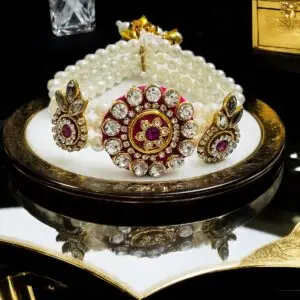 Radiant Pearl & Rani Kundan Bracelet – Wear a Touch of Royalty on Your Wrist ✨