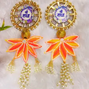 Shri Radha Golden Lotus Toran – Elegant Door Hanging