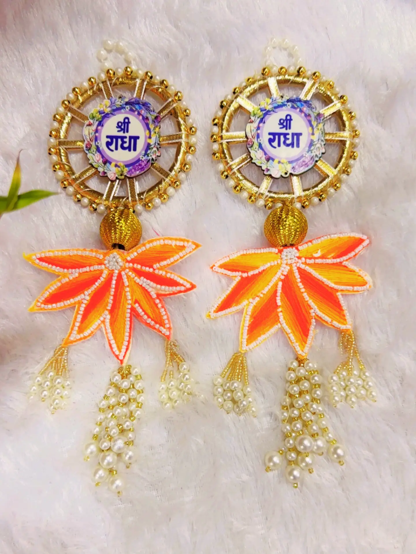 Shri Radha Golden Lotus Toran – Elegant Door Hanging