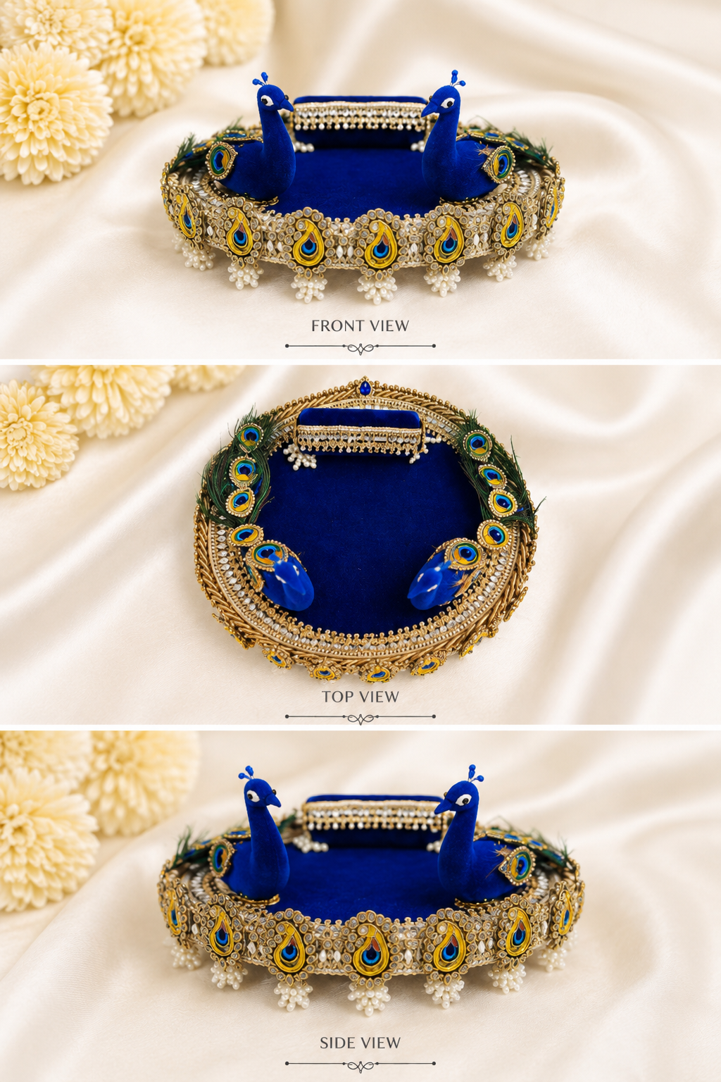 Royal Pearl Multipurpose Singhasan – Elegant Pooja Decor & Multi-Utility Platter_Venussta.com
