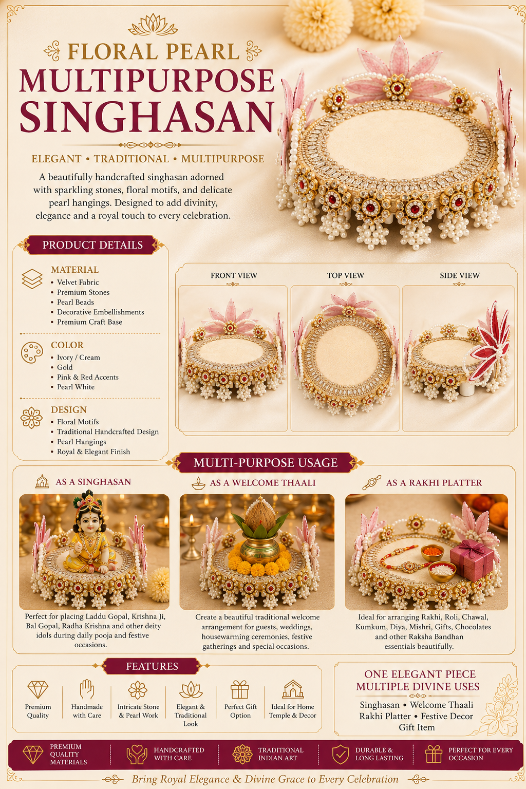 Luxurious decorative Multipurpose Singhasan + Thali - Image 2