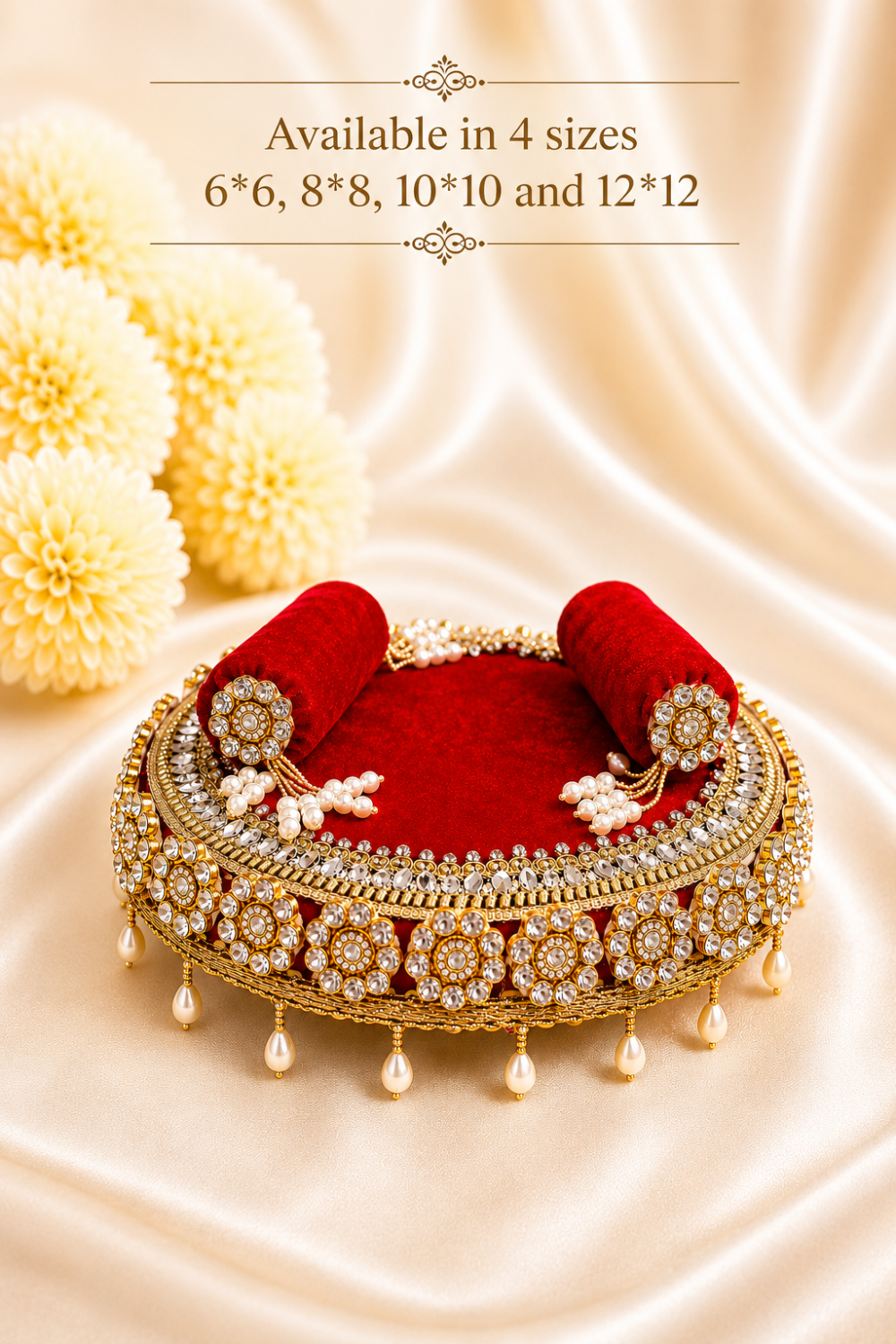 Luxurious velvet gold multipurpose centerpiece/Singhasan/Platter