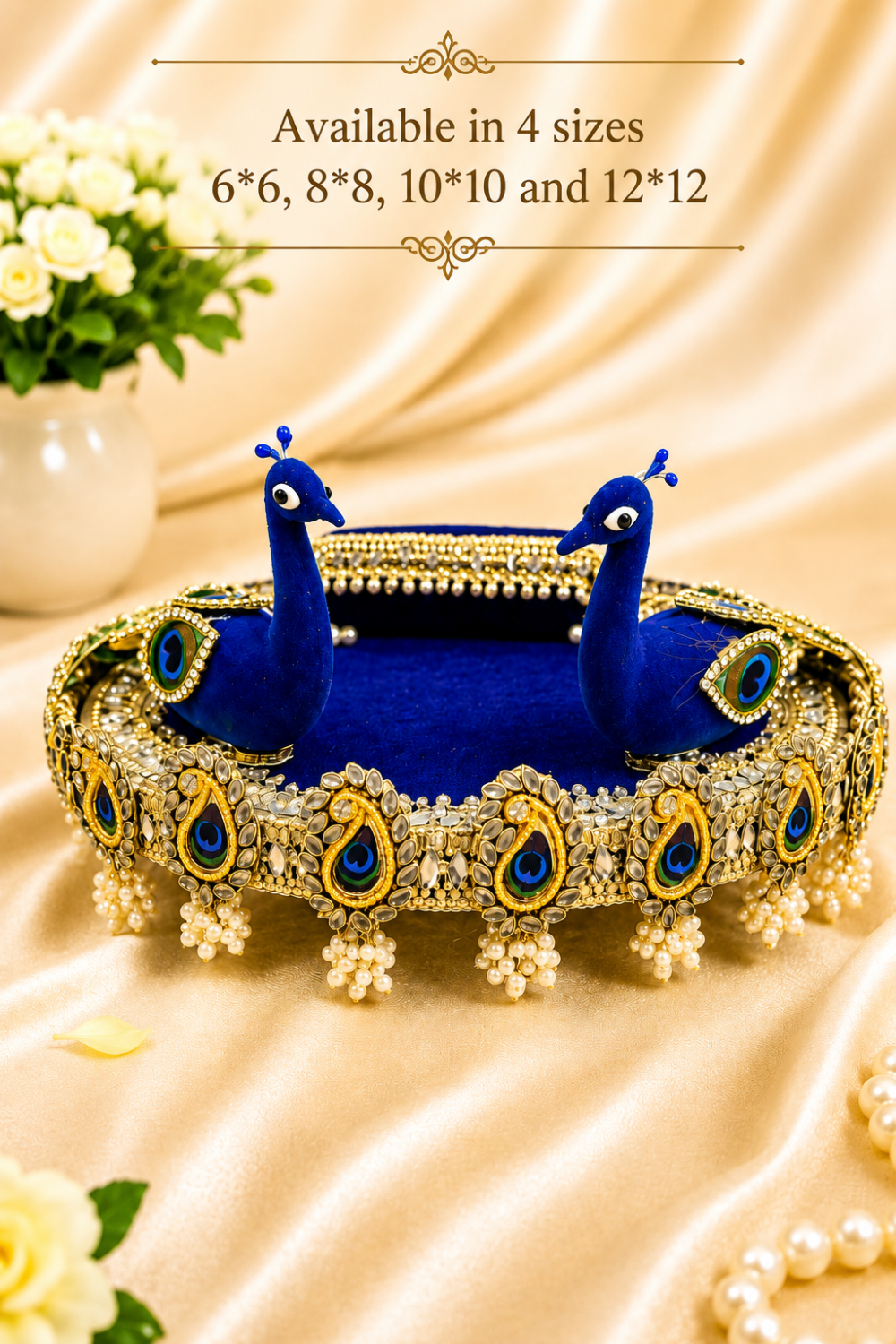 Royal Pearl Multipurpose Singhasan – Elegant Pooja Decor & Multi-Utility Platter_Venussta.com