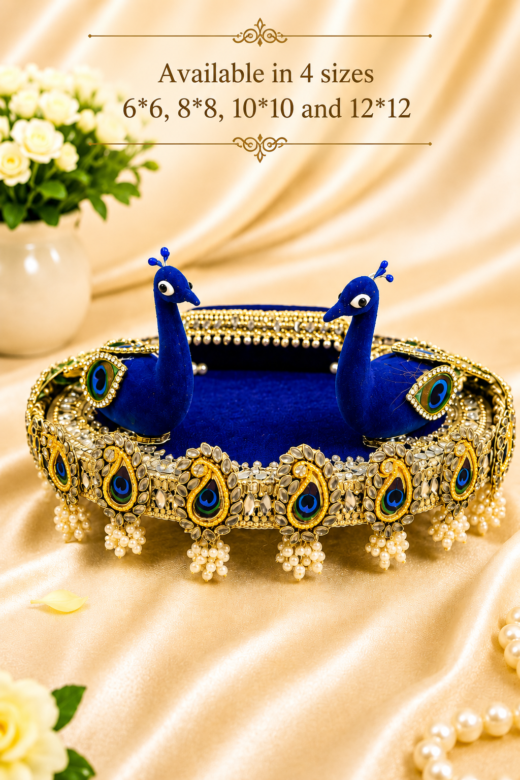 Royal Pearl Multipurpose Singhasan – Elegant Pooja Decor & Multi-Utility Platter_Venussta.com