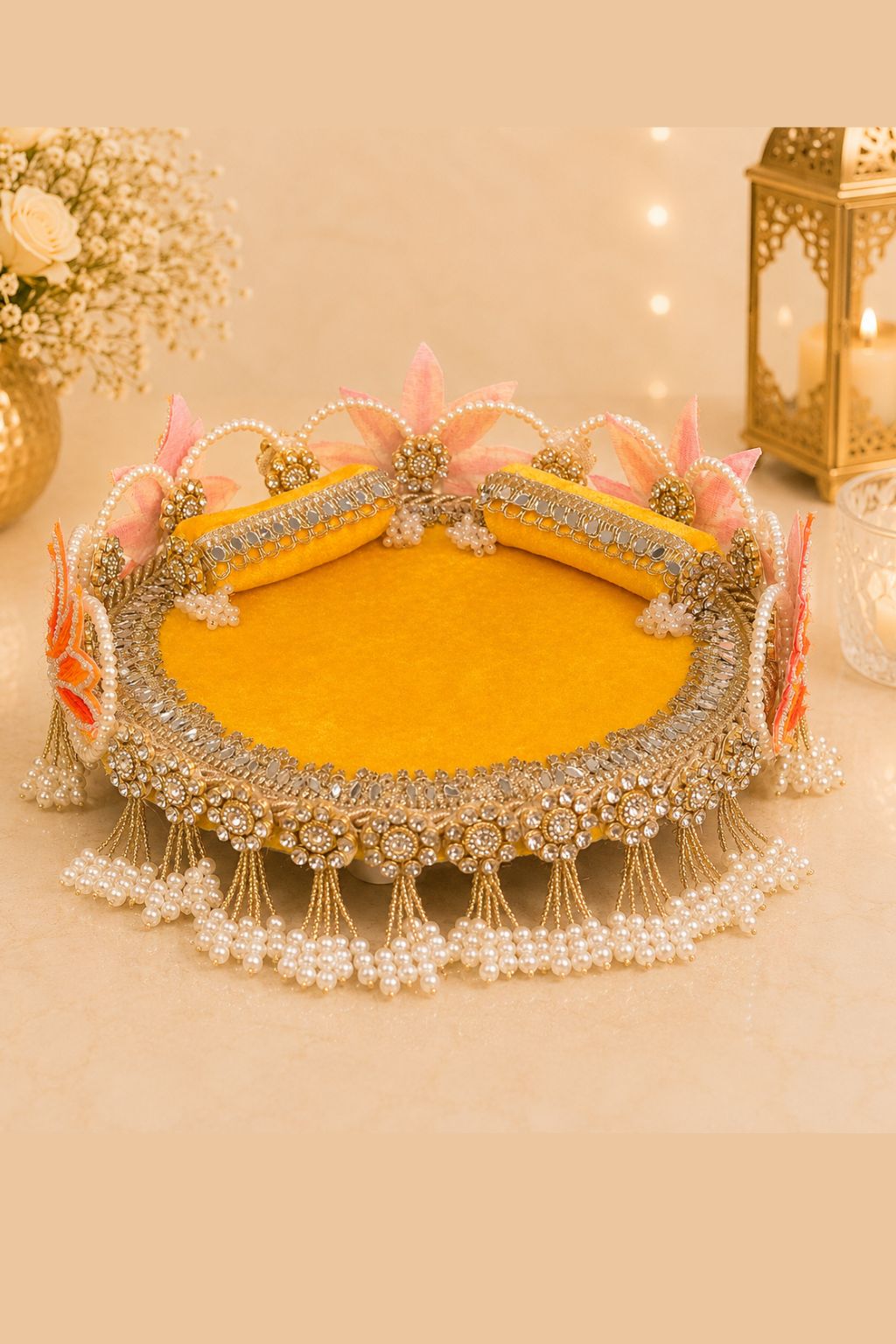Multipurpose Singhasan for Laddu Gopal ji-Yellow